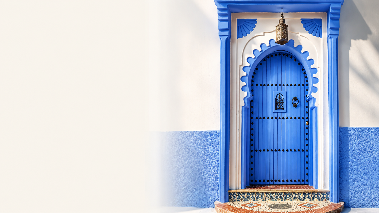 Entrance of a traditional blue house in Chefchaouen
